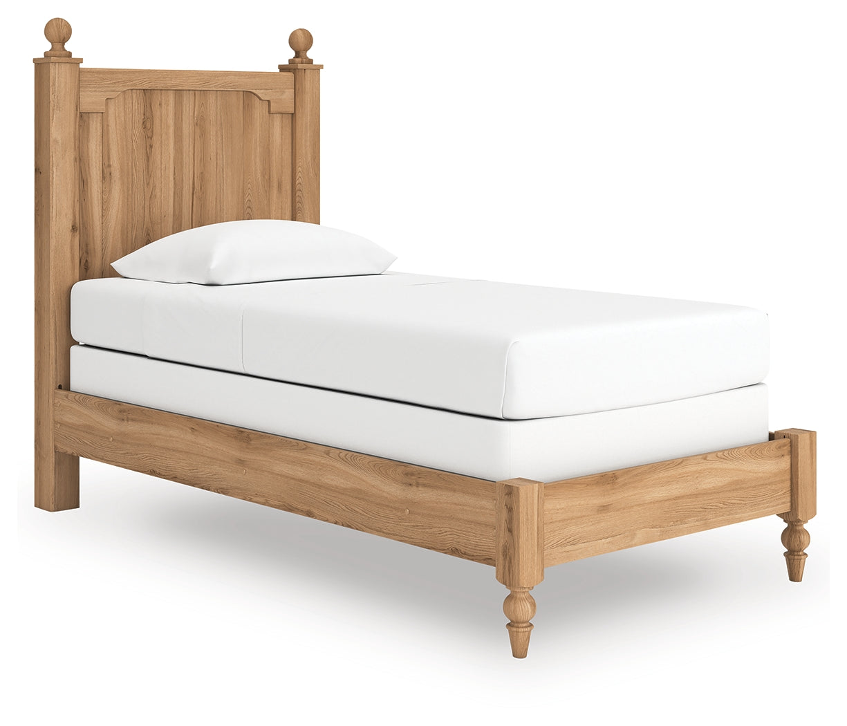 Aleaport warm brown twin panel bed footboard detail