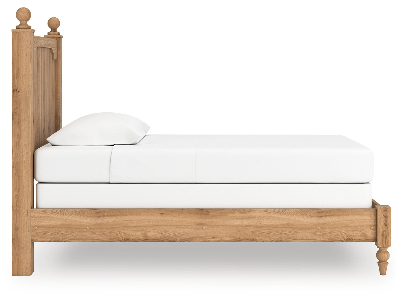 Aleaport warm brown twin panel bed side close-up