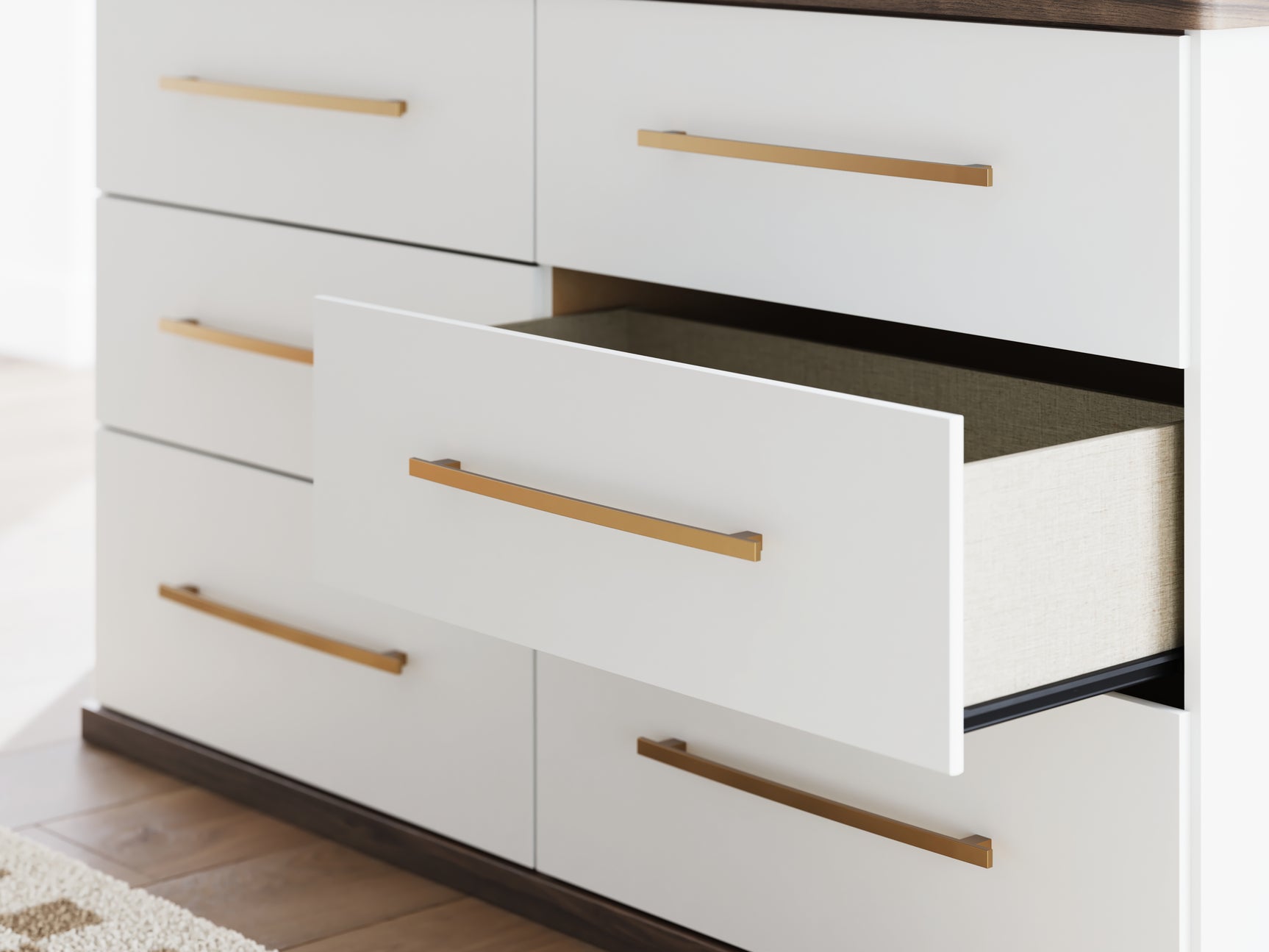 Kendanport dresser champagne handle detail