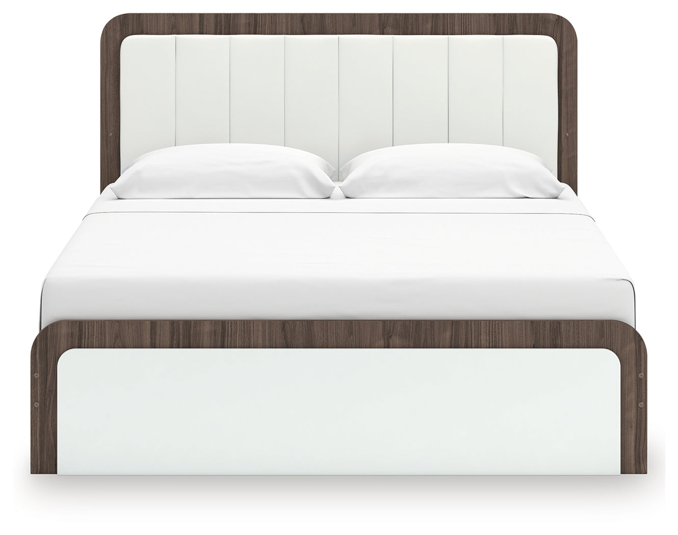 Head-on View of Upholstered Headboard with Lighting On