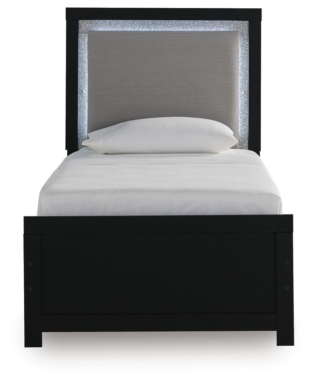 Maeling Black Twin Upholstered Panel Bed view 4