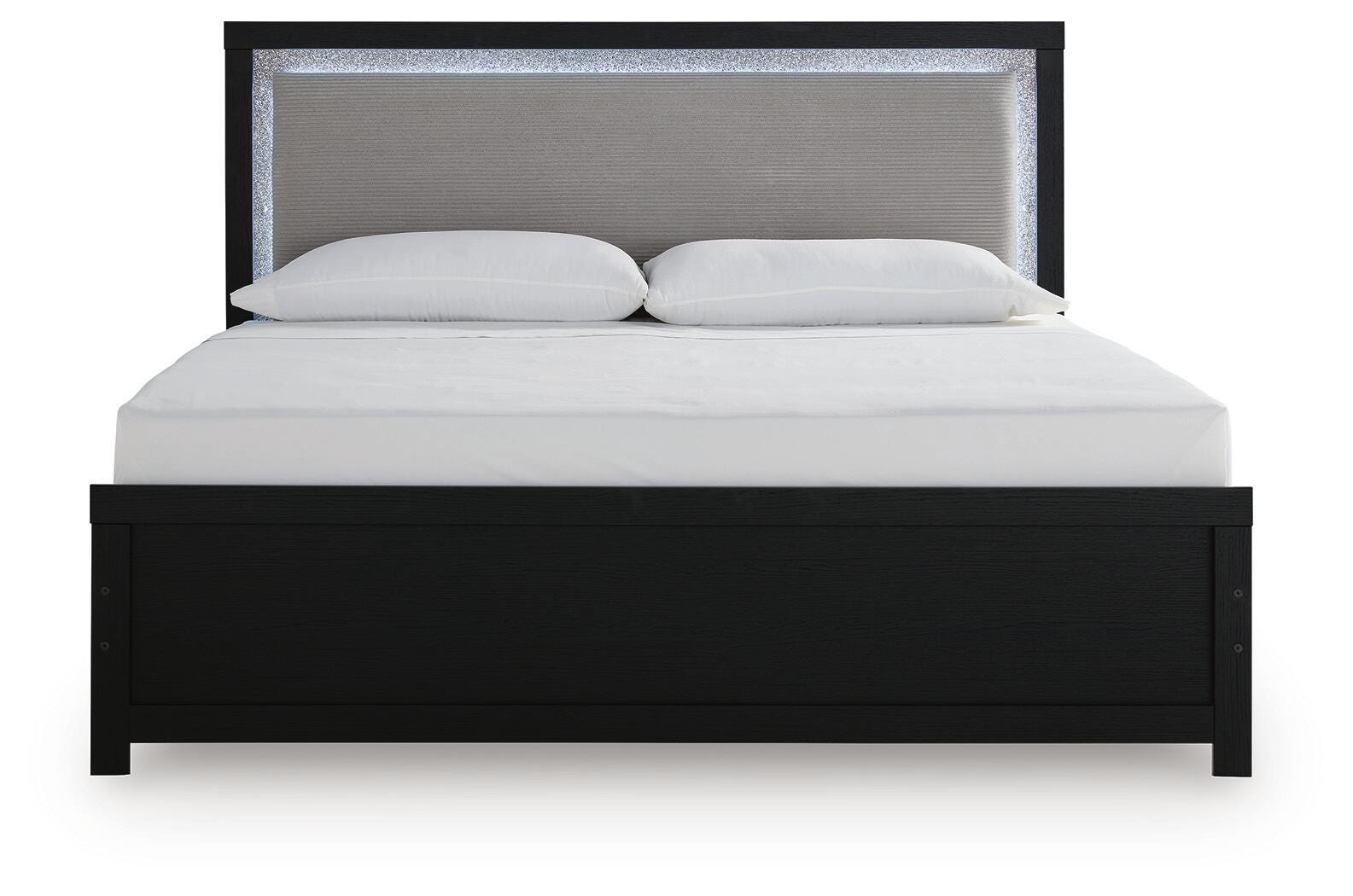 Maeling Black King Upholstered Panel Bed view 5