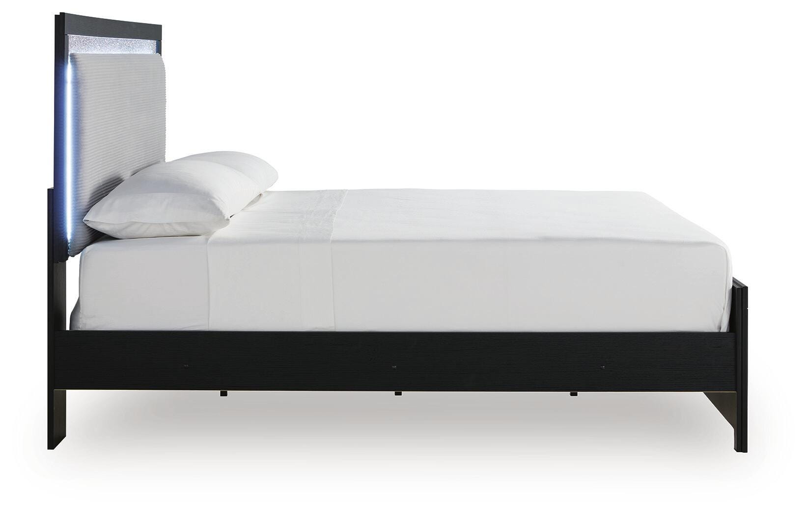 Maeling Black King Upholstered Panel Bed view 6