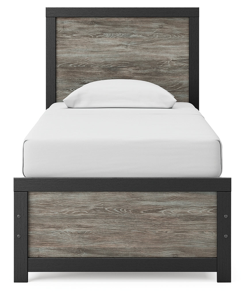 Front view of Broachmyn Twin Panel Bed showing full panel headboard