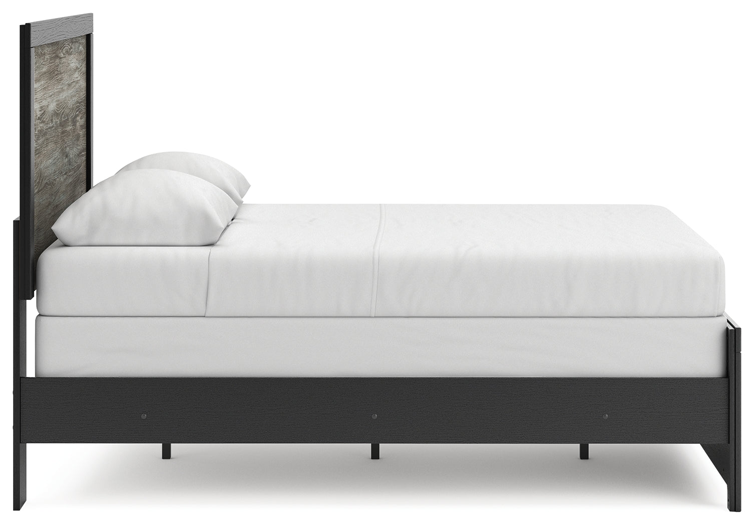 Broachmyn full panel bed side profile in black and gray finish