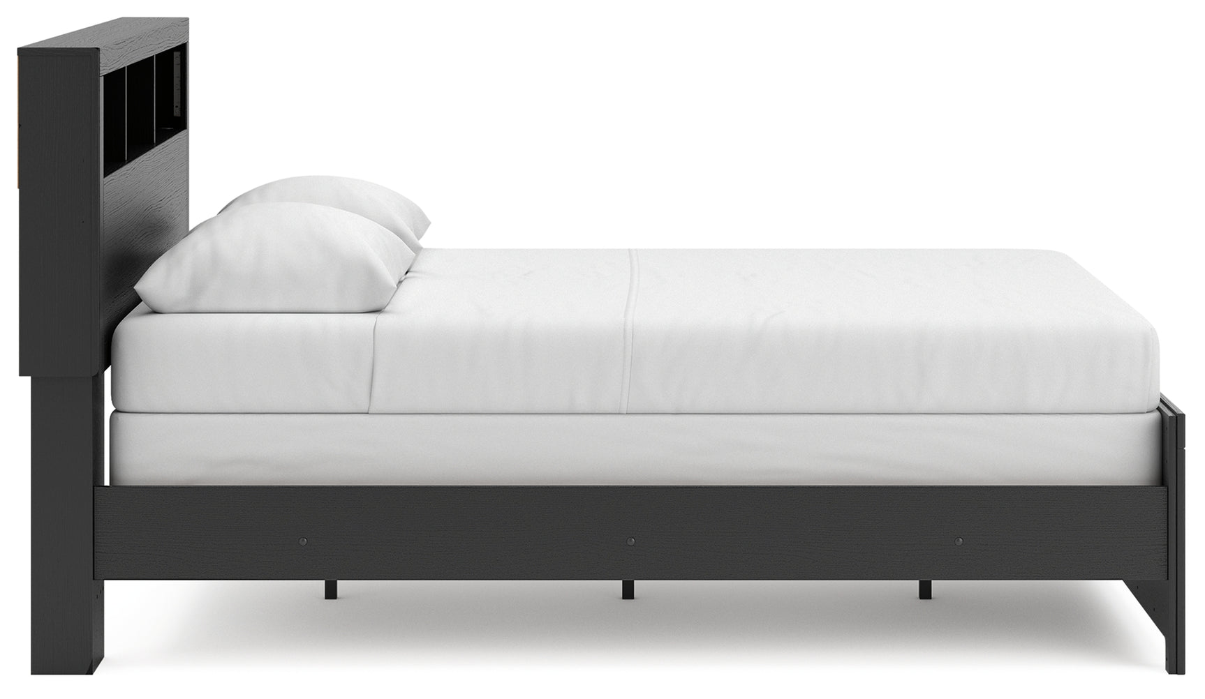 Broachmyn black and gray queen bookcase bed side profile