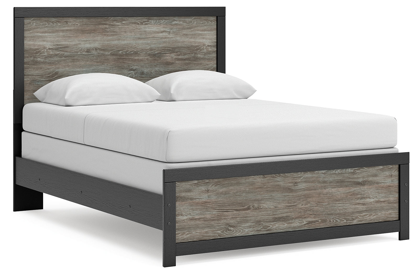 Broachmyn Queen Panel Bed side angle with visible textured finish