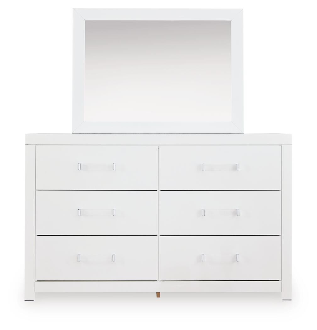 Maeling Dresser head-on view with mirror attached