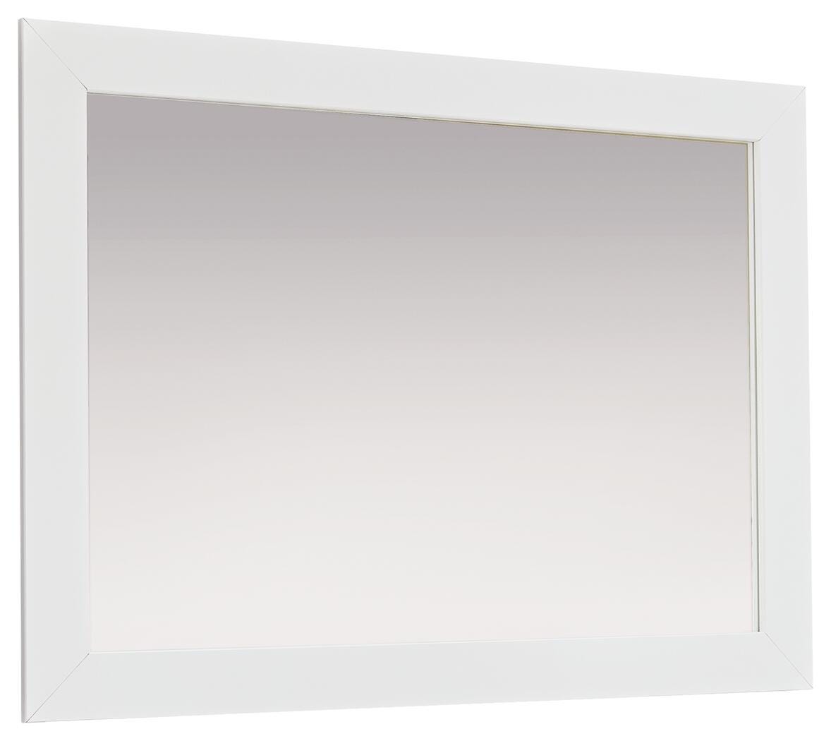 Maeling matte white bedroom mirror angled side view