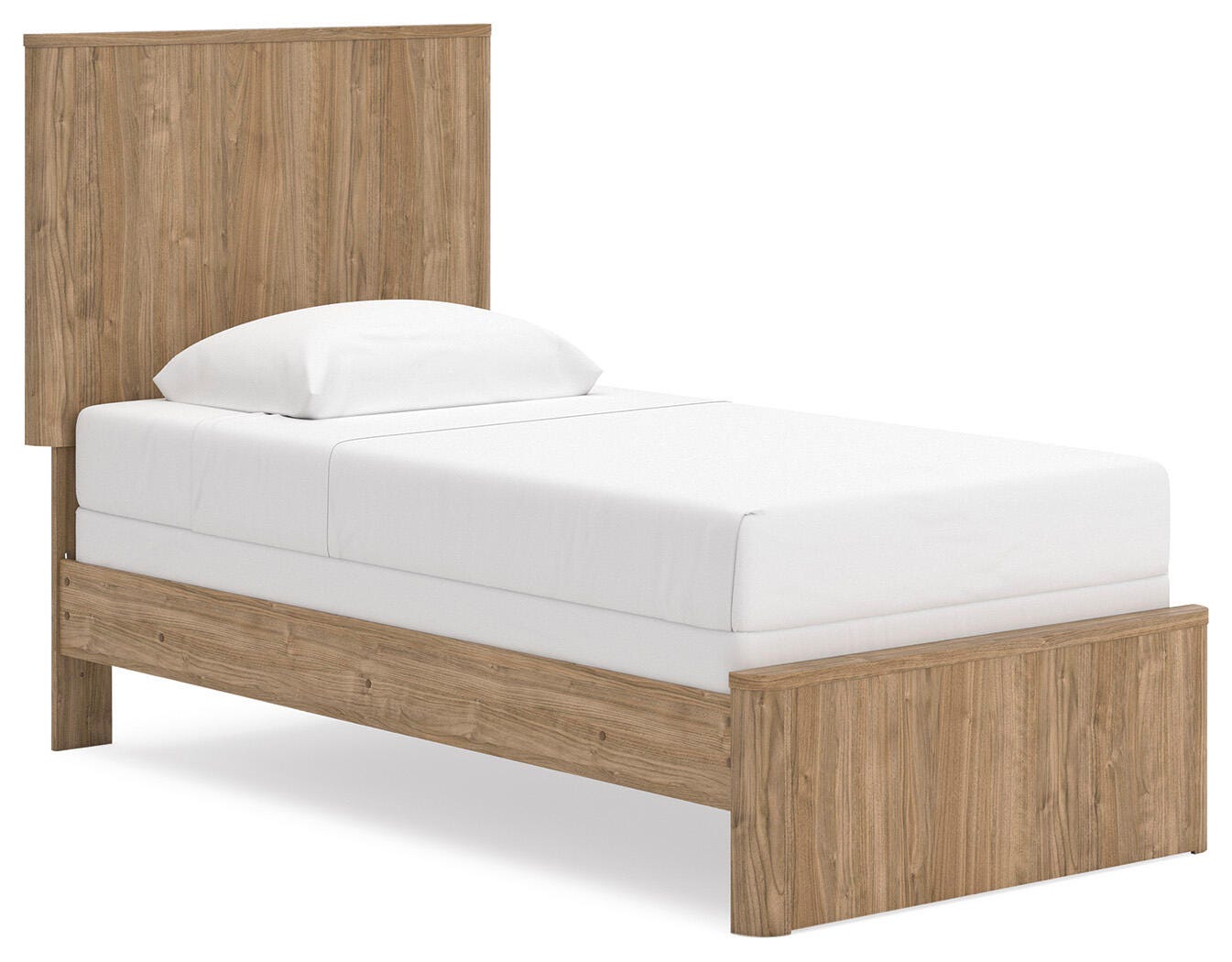 Gramburg Warm Natural Brown Twin Panel Bed angled view