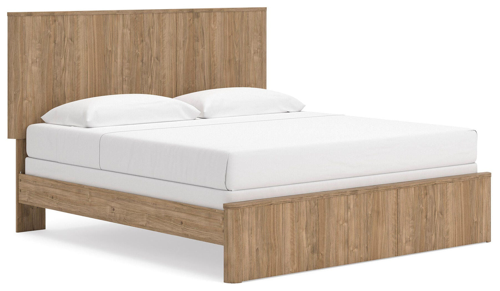 Gramburg Warm Natural Brown King Panel Bed angled view