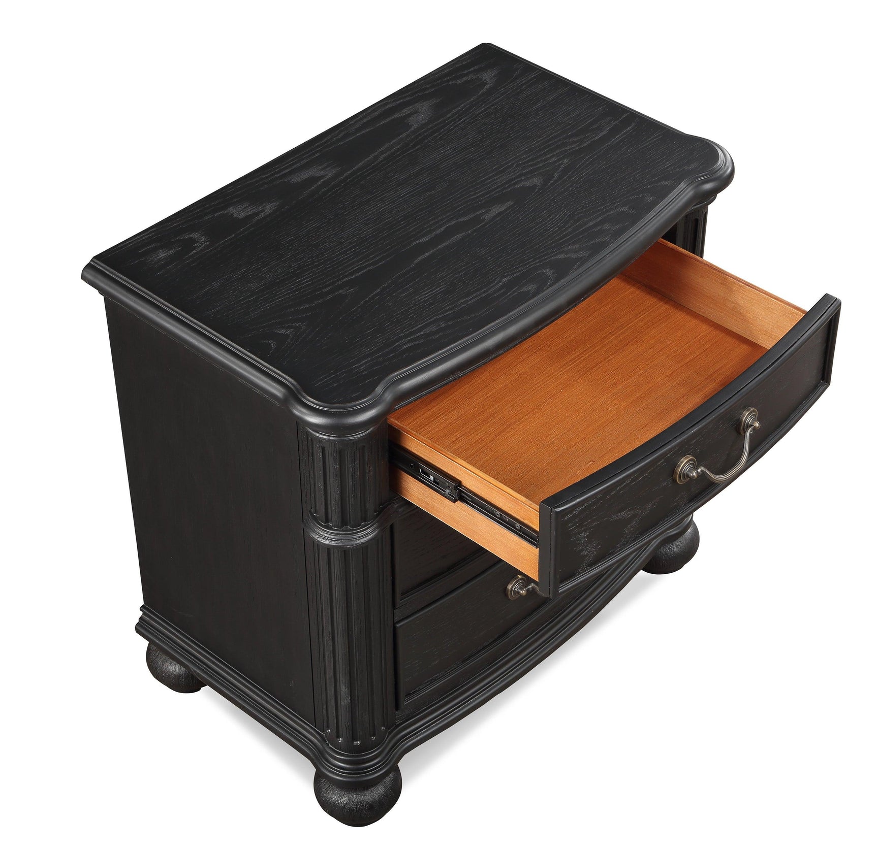 Kingsbury Black dresser side angle showing finish