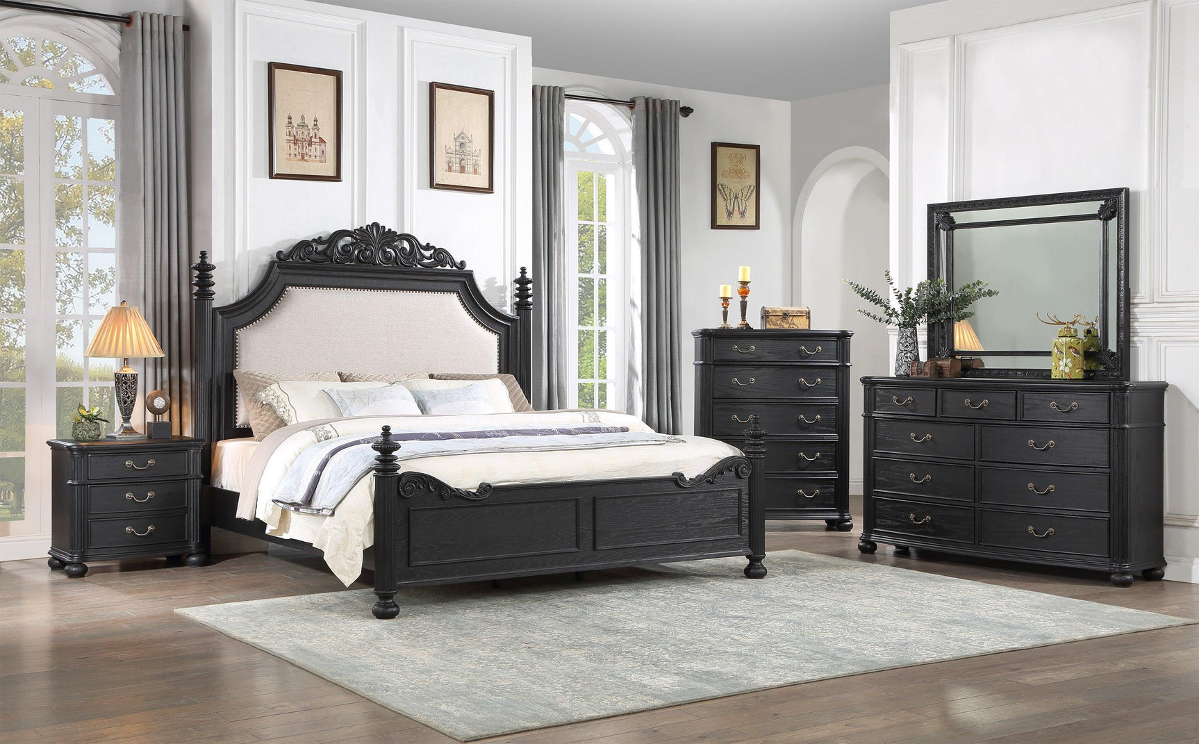 Kingsbury Black dresser top accessory detail
