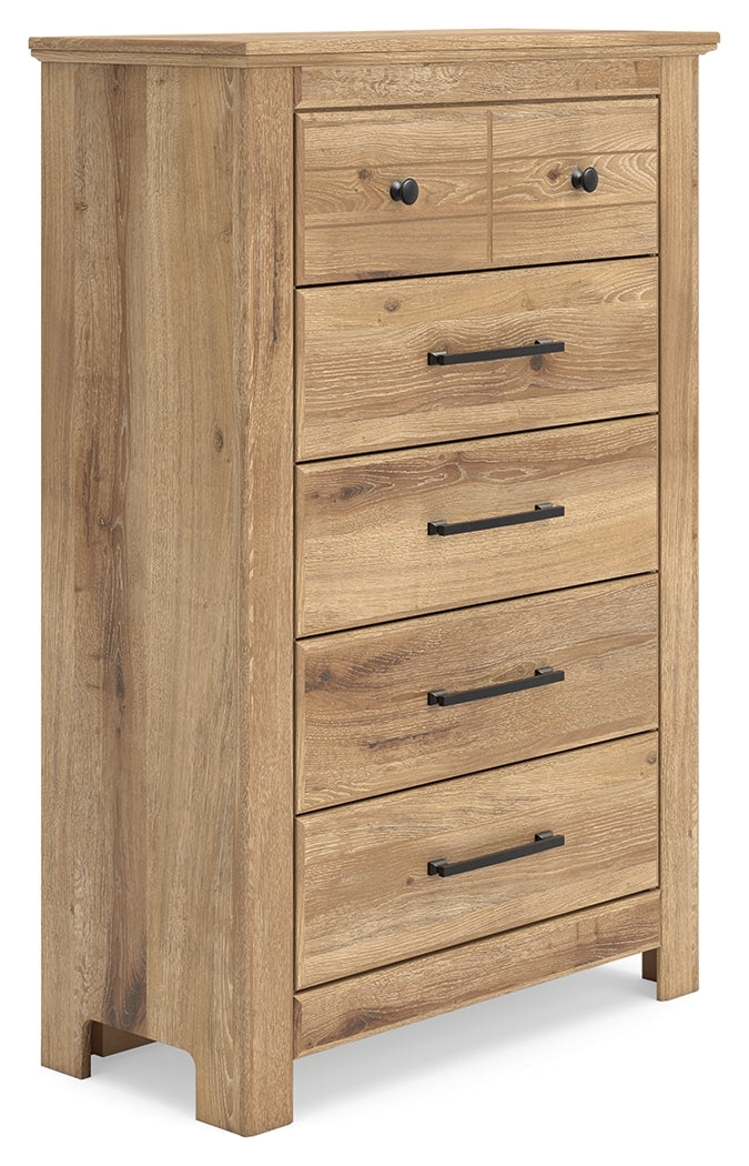 Angled view of Makidern Chest of Drawers