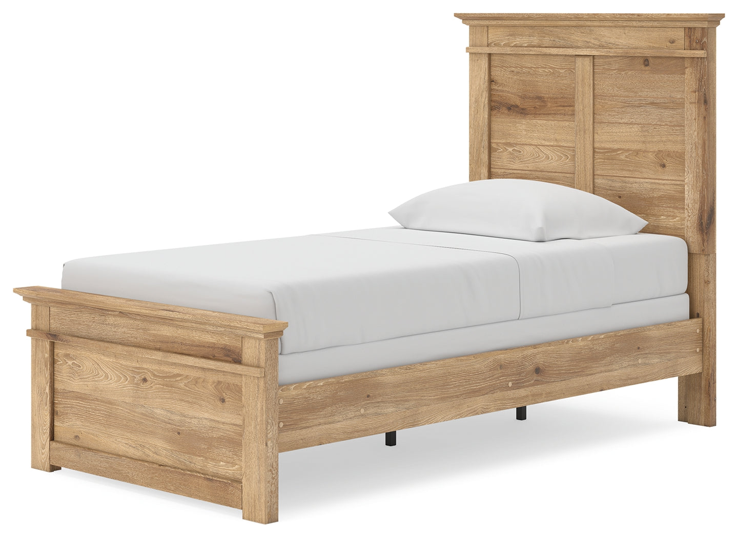 Makidern Tan Twin Panel Bed headboard front