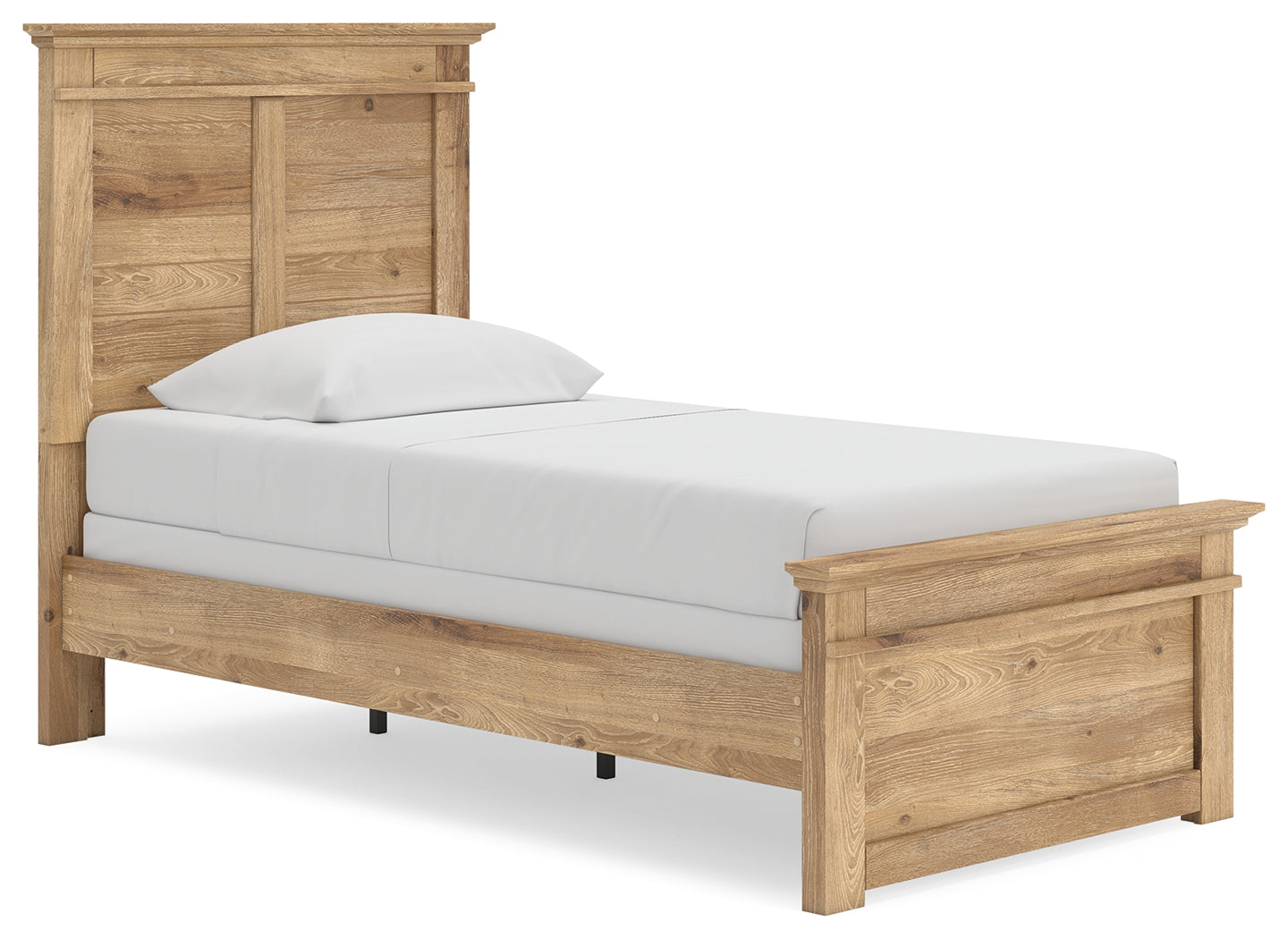 Makidern Tan Twin Panel Bed side angle