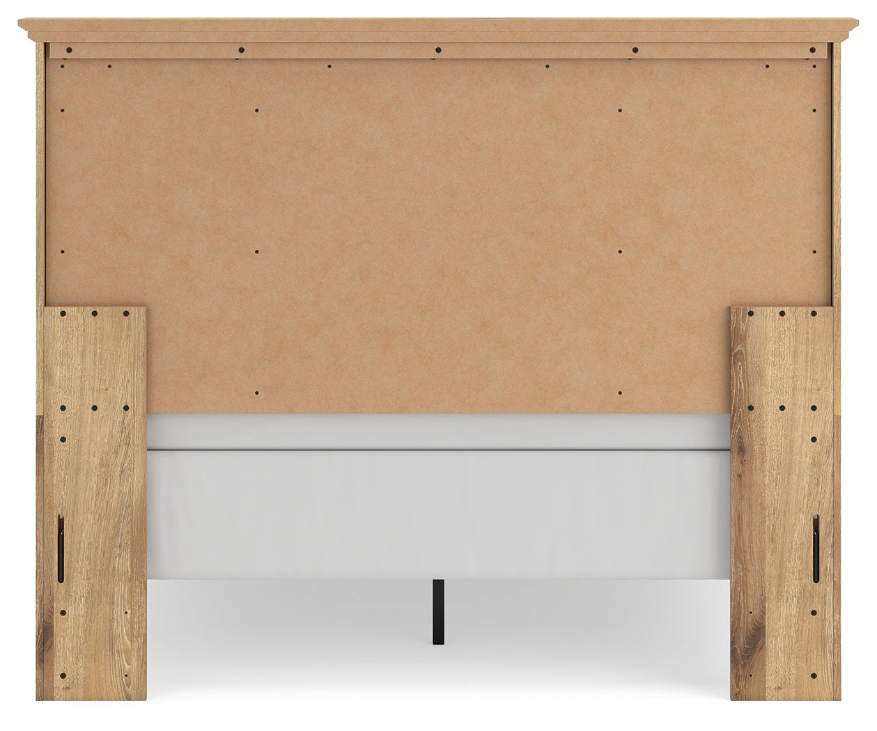 Makidern tan queen panel bed back view