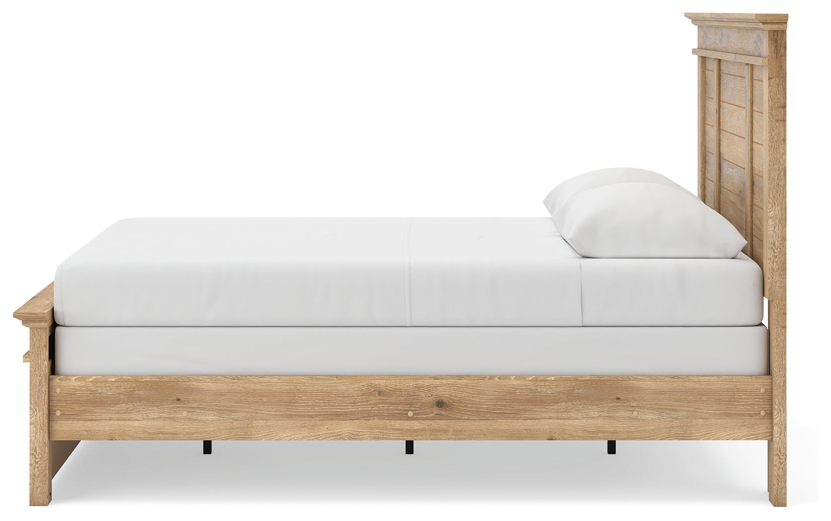 Makidern tan queen panel bed side alternate angle