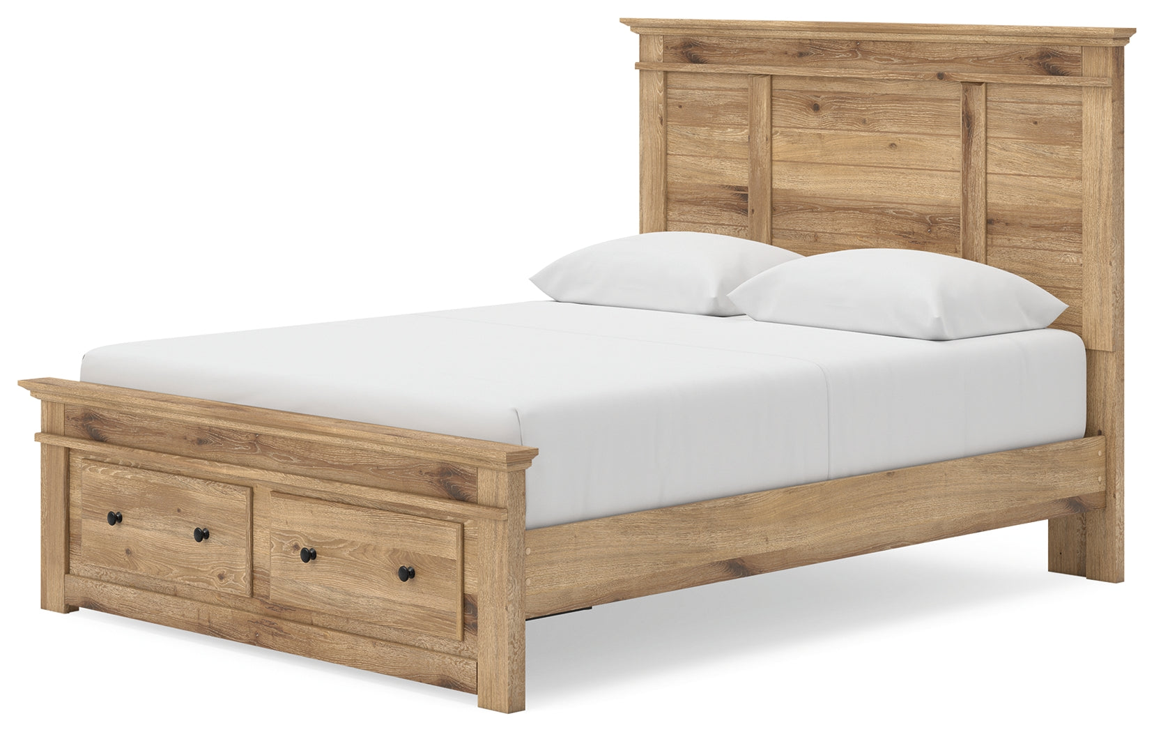 Makidern Tan Queen Panel Storage Bed side angle