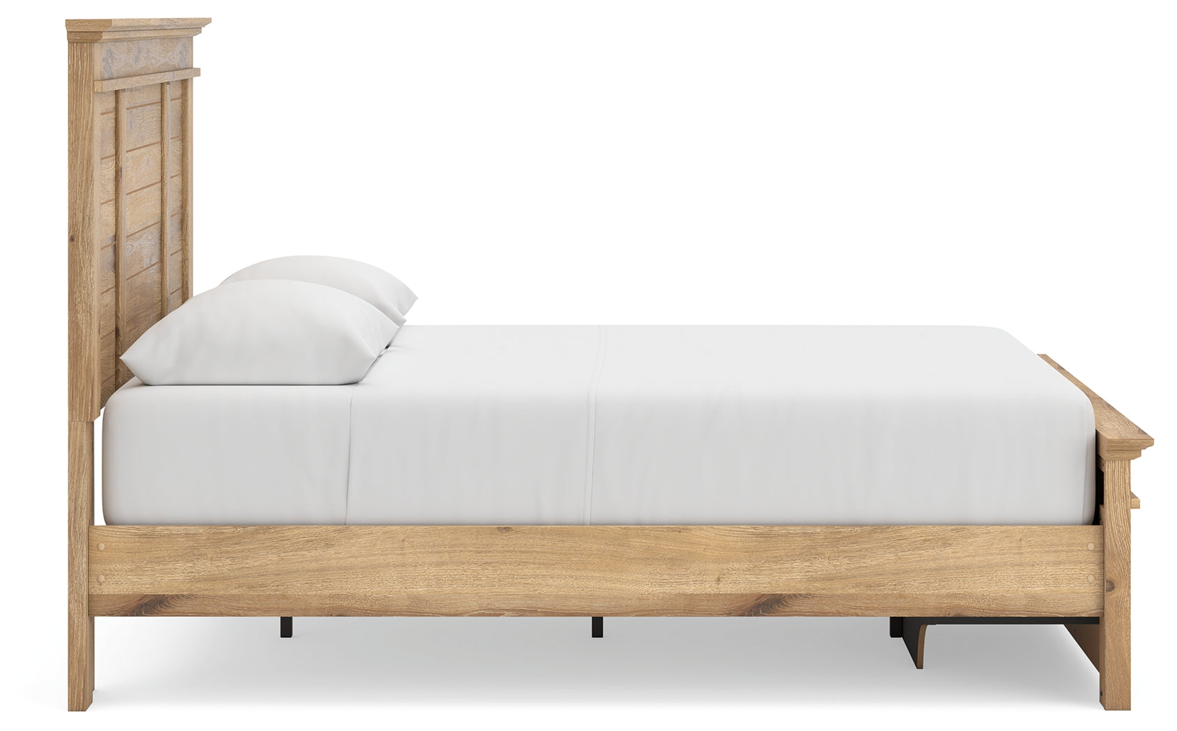 Makidern Tan Queen Panel Storage Bed side angle