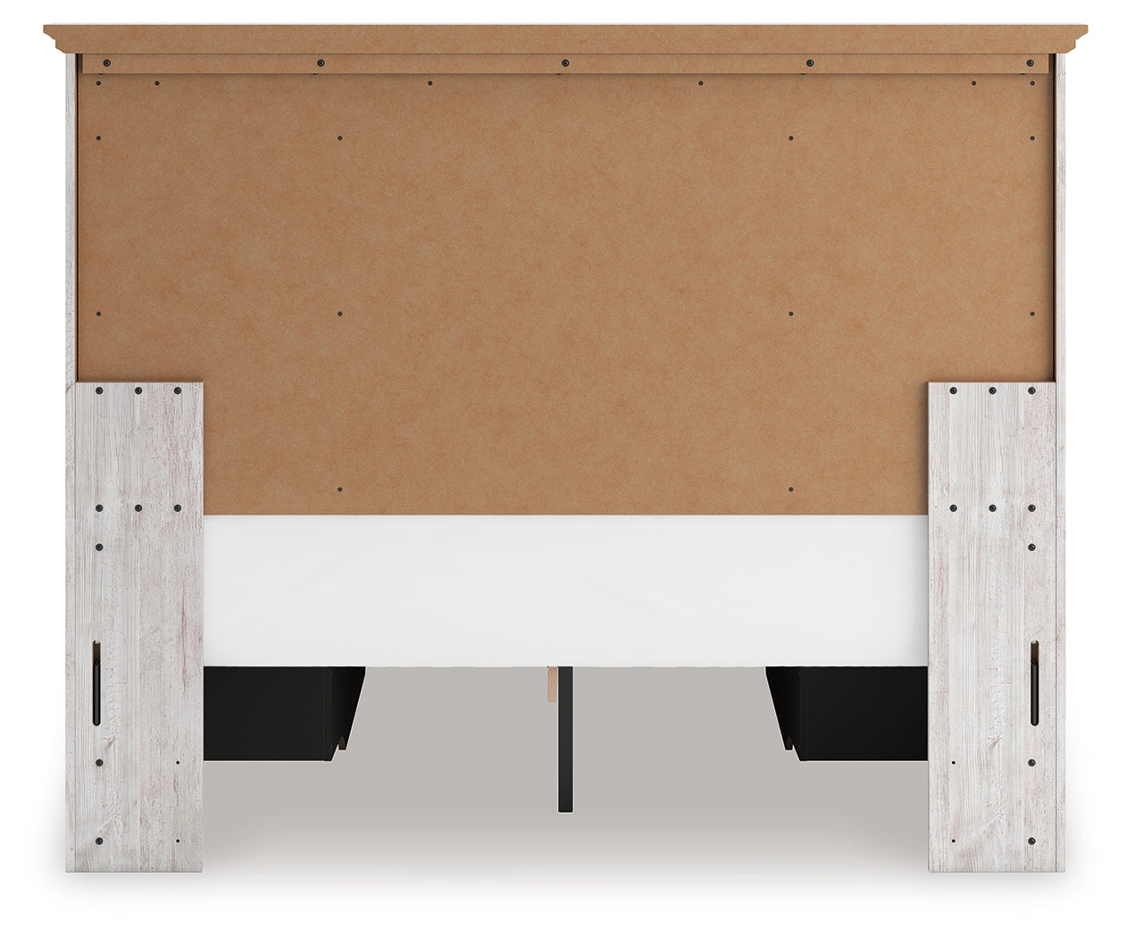 Makidern whitewash queen panel storage bed front angled view