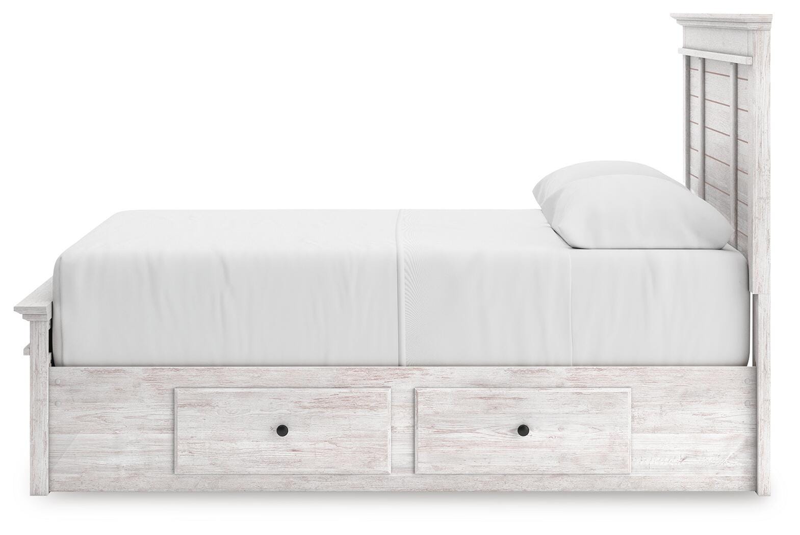Makidern Whitewash Queen Panel Storage Bed view 2