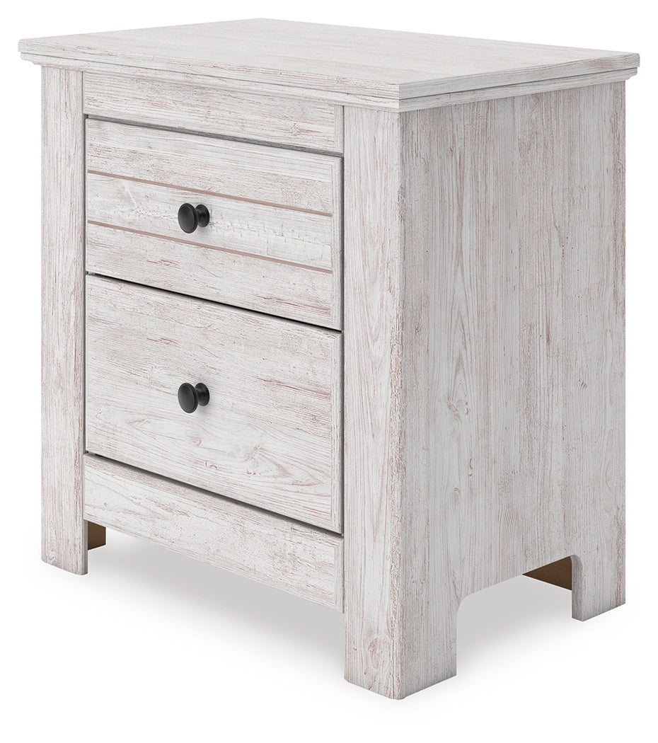 Makidern whitewash nightstand angled side view