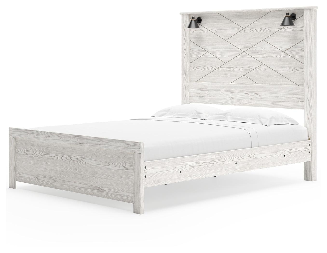 Gerridan White Gray Queen Panel Bed alternate side angled view