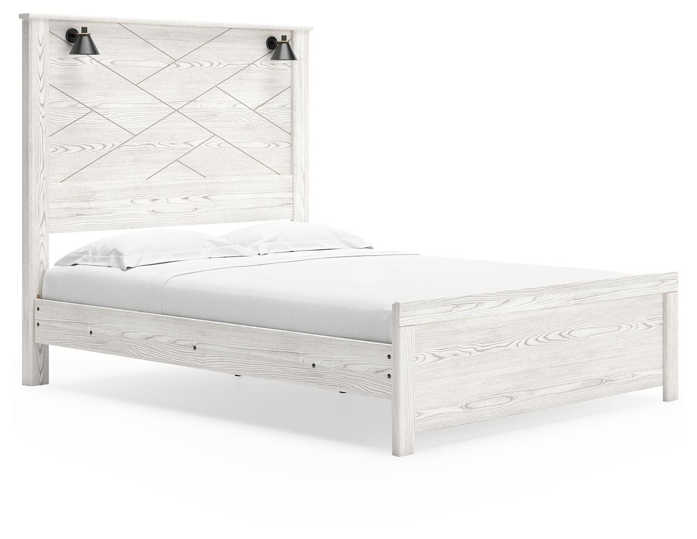 Gerridan White Gray Queen Panel Bed side view showing footboard and rails