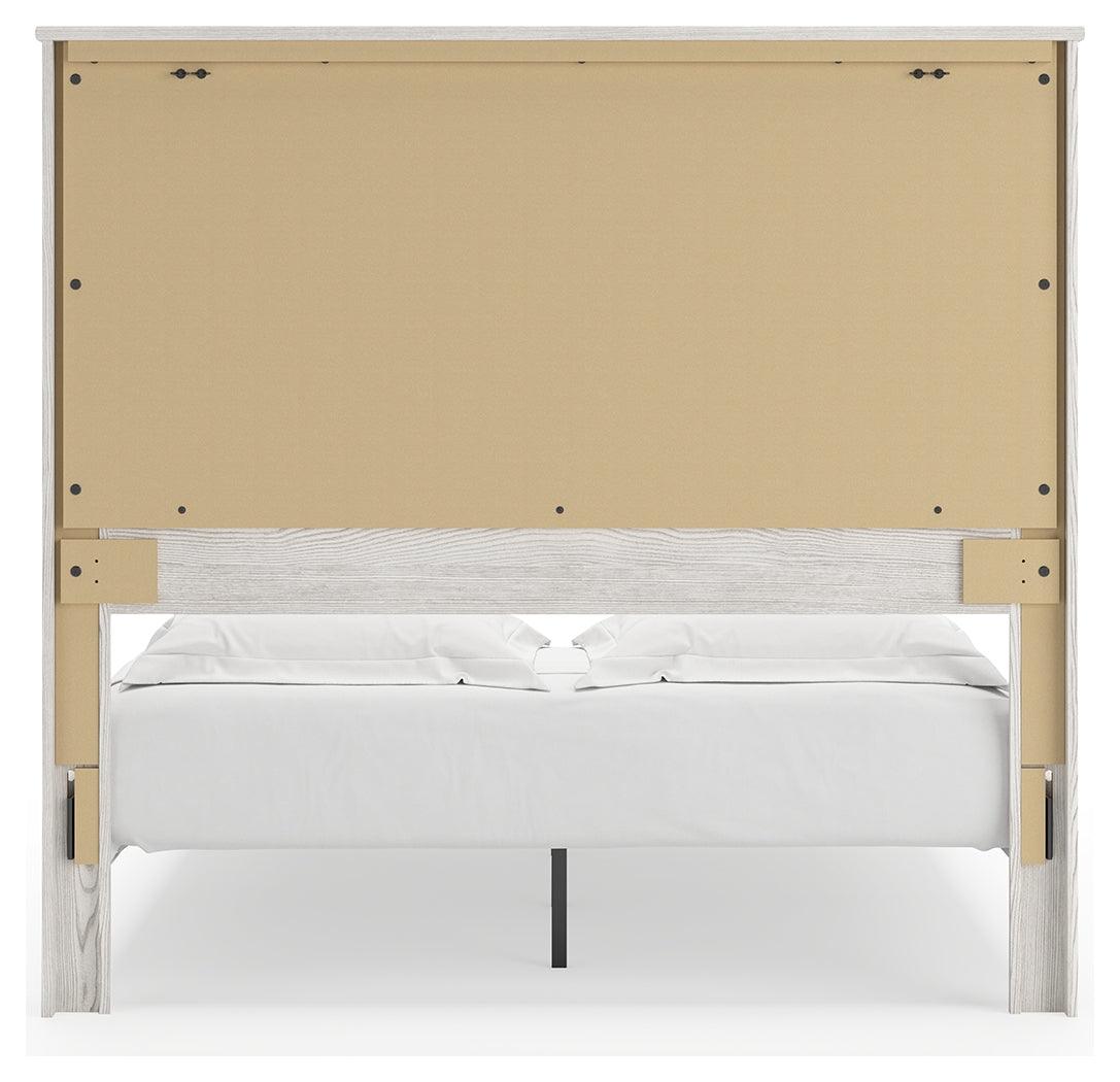 Gerridan White Gray Queen Panel Bed rear angled view showing back of footboard