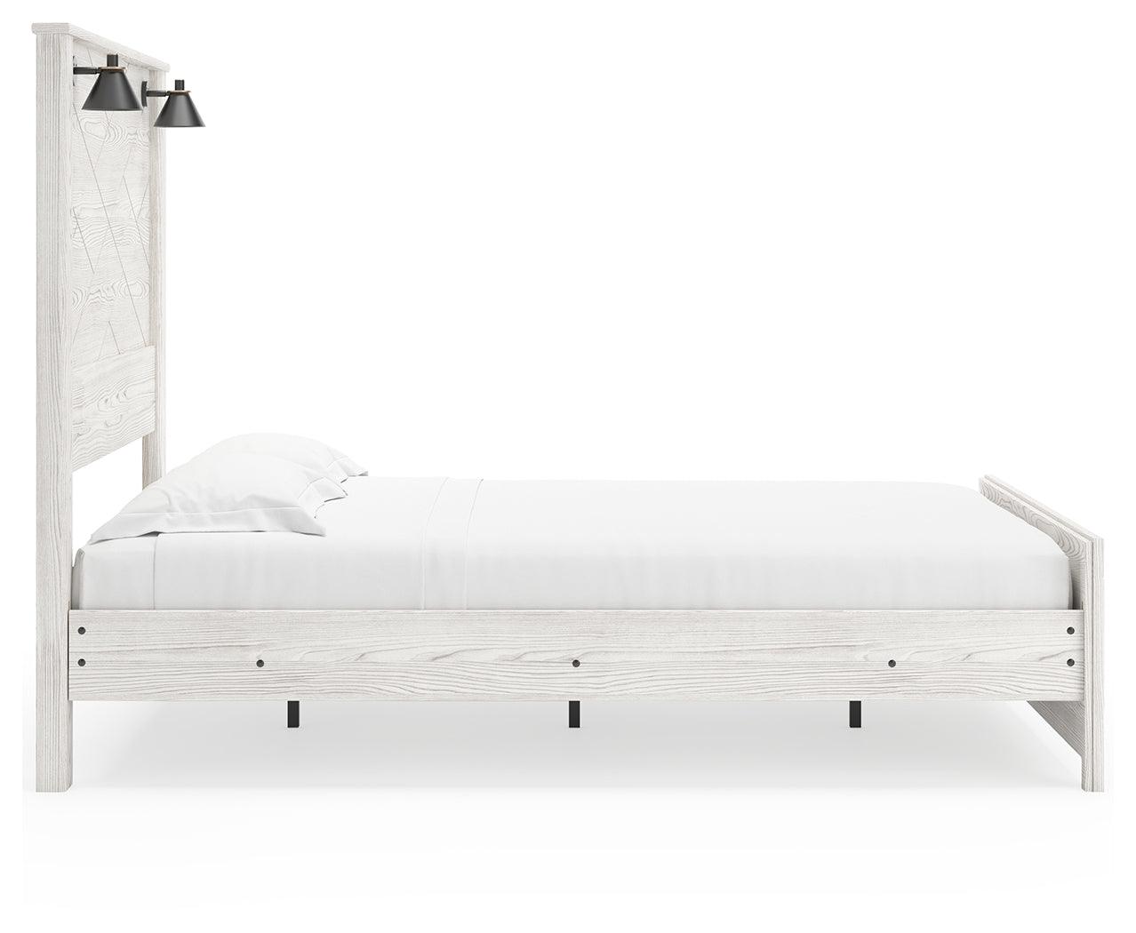 Gerridan White Gray Queen Panel Bed side profile showing overall height