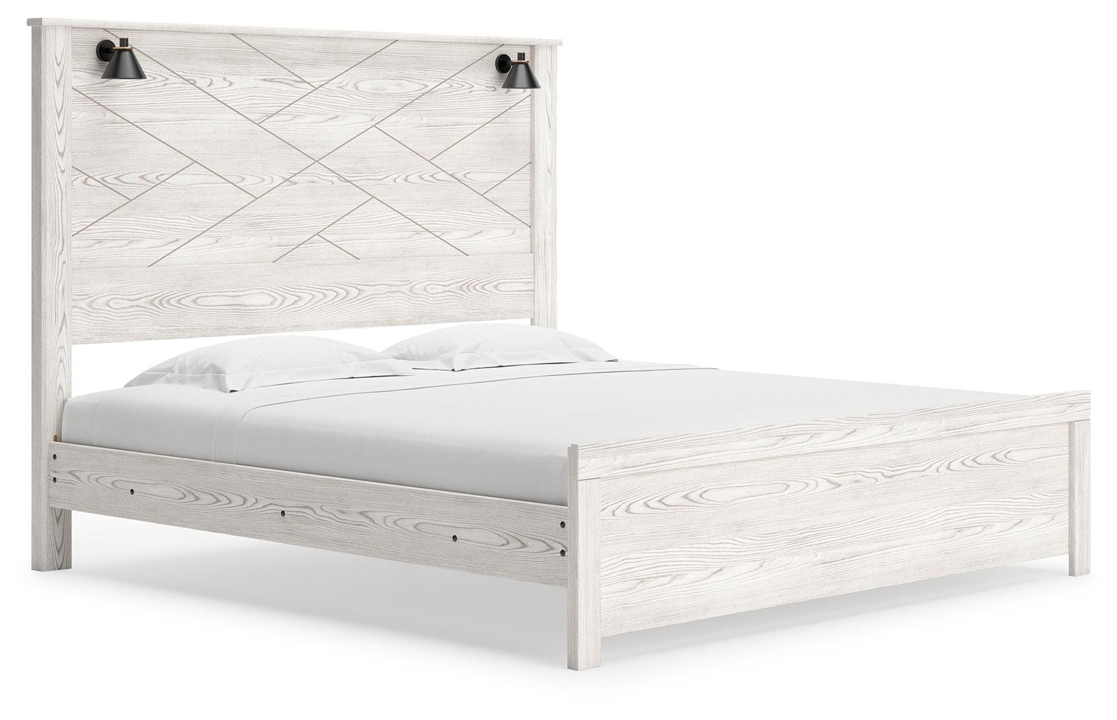 Gerridan White Gray King Panel Bed side angle