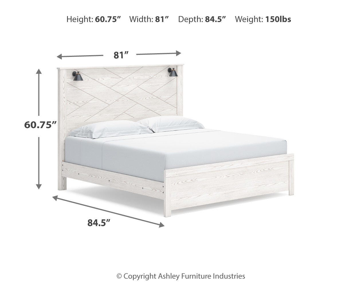Gerridan White/Gray Panel Bedroom Set dimension view