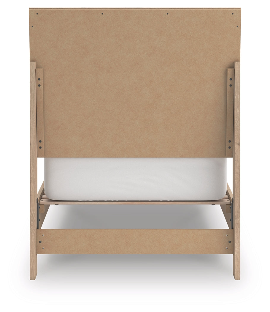 Back view of Cielden Two-Tone Twin Panel Bed