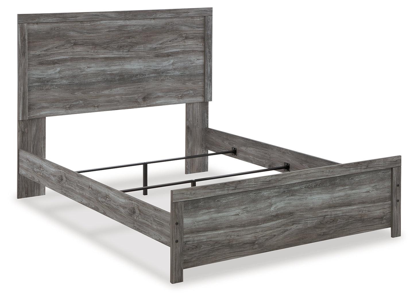 Bronyan queen panel bed side profile showing storage drawers