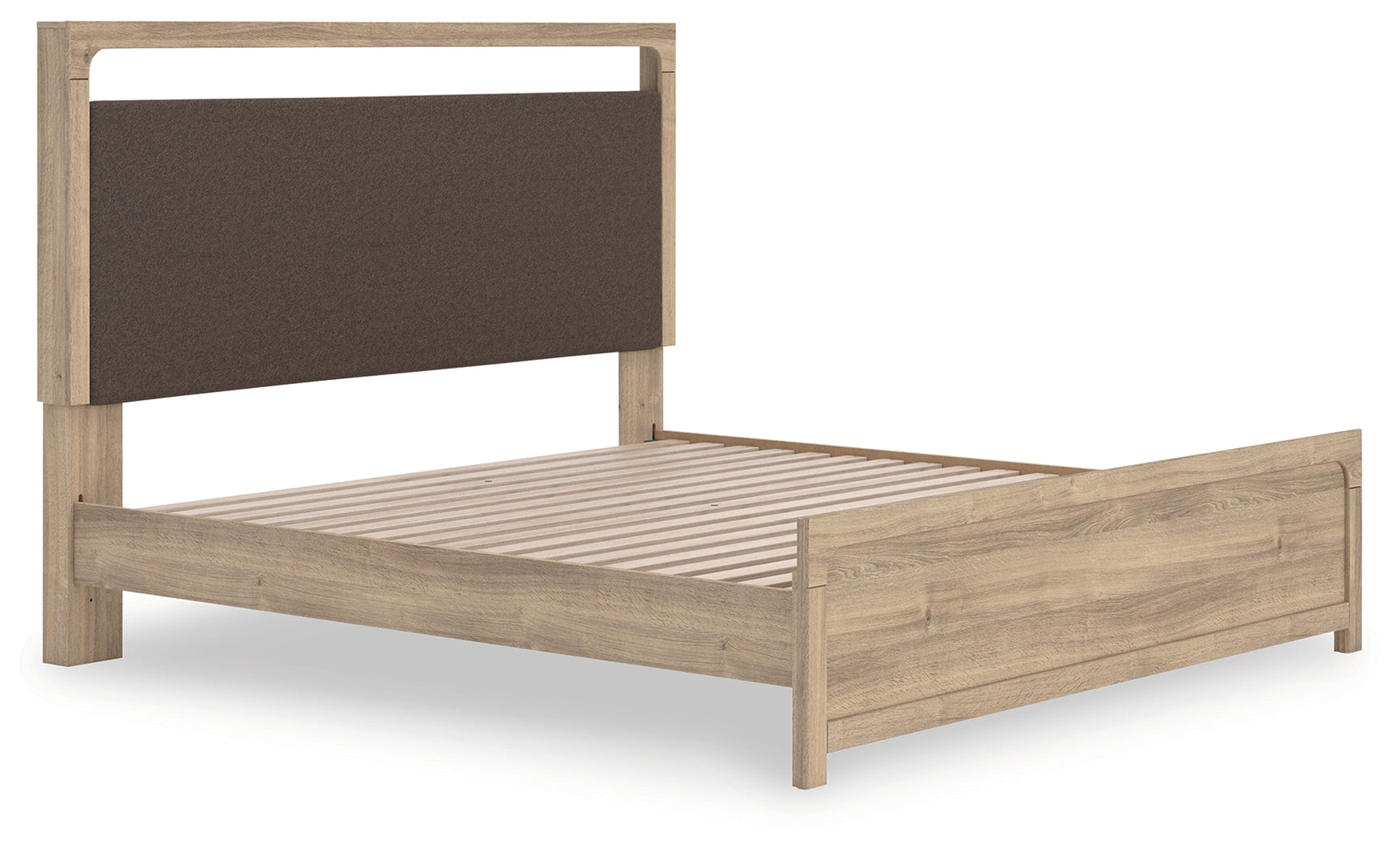 Kinlanni king upholstered platform bed near side view