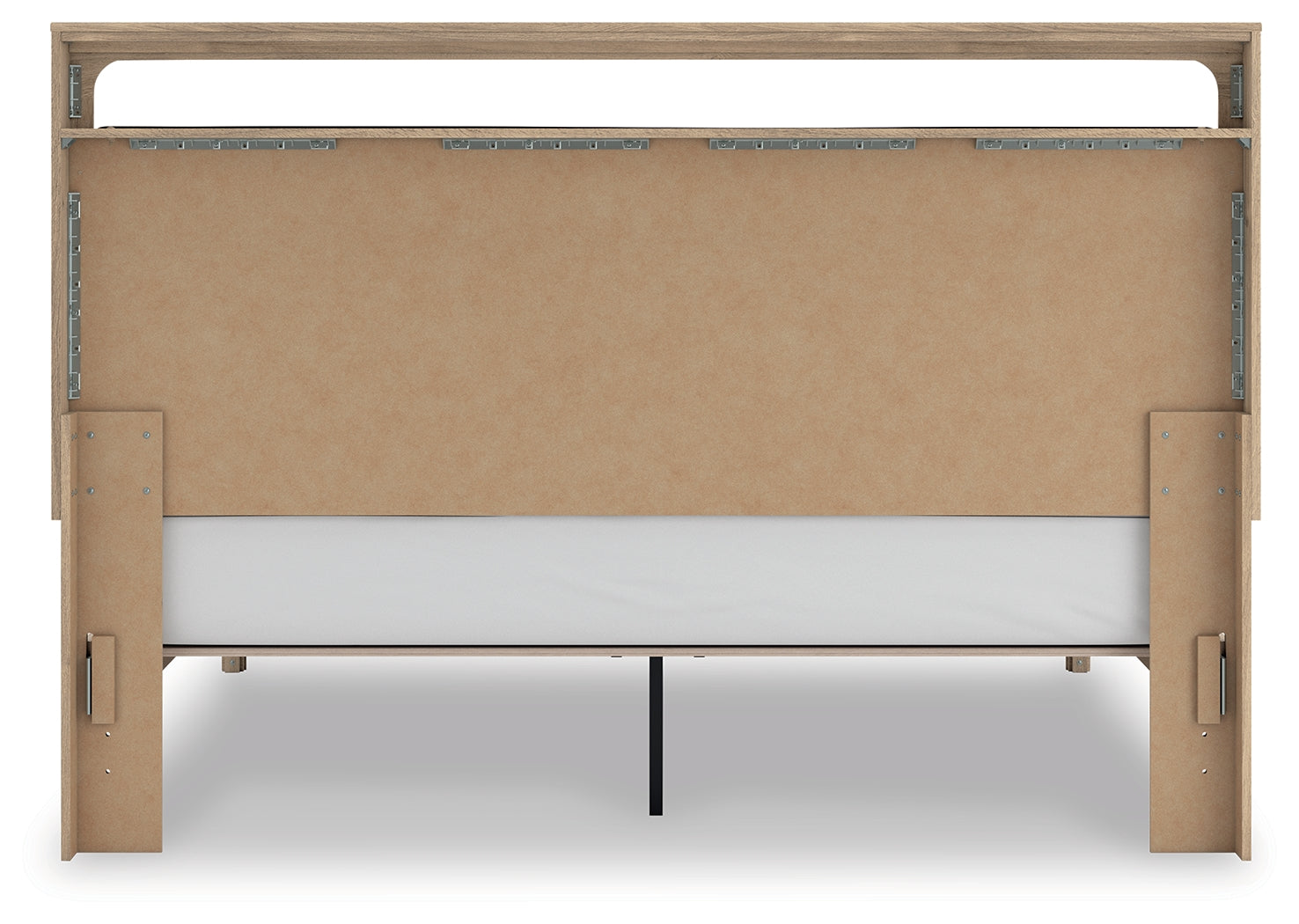 Kinlanni king upholstered platform bed rear view