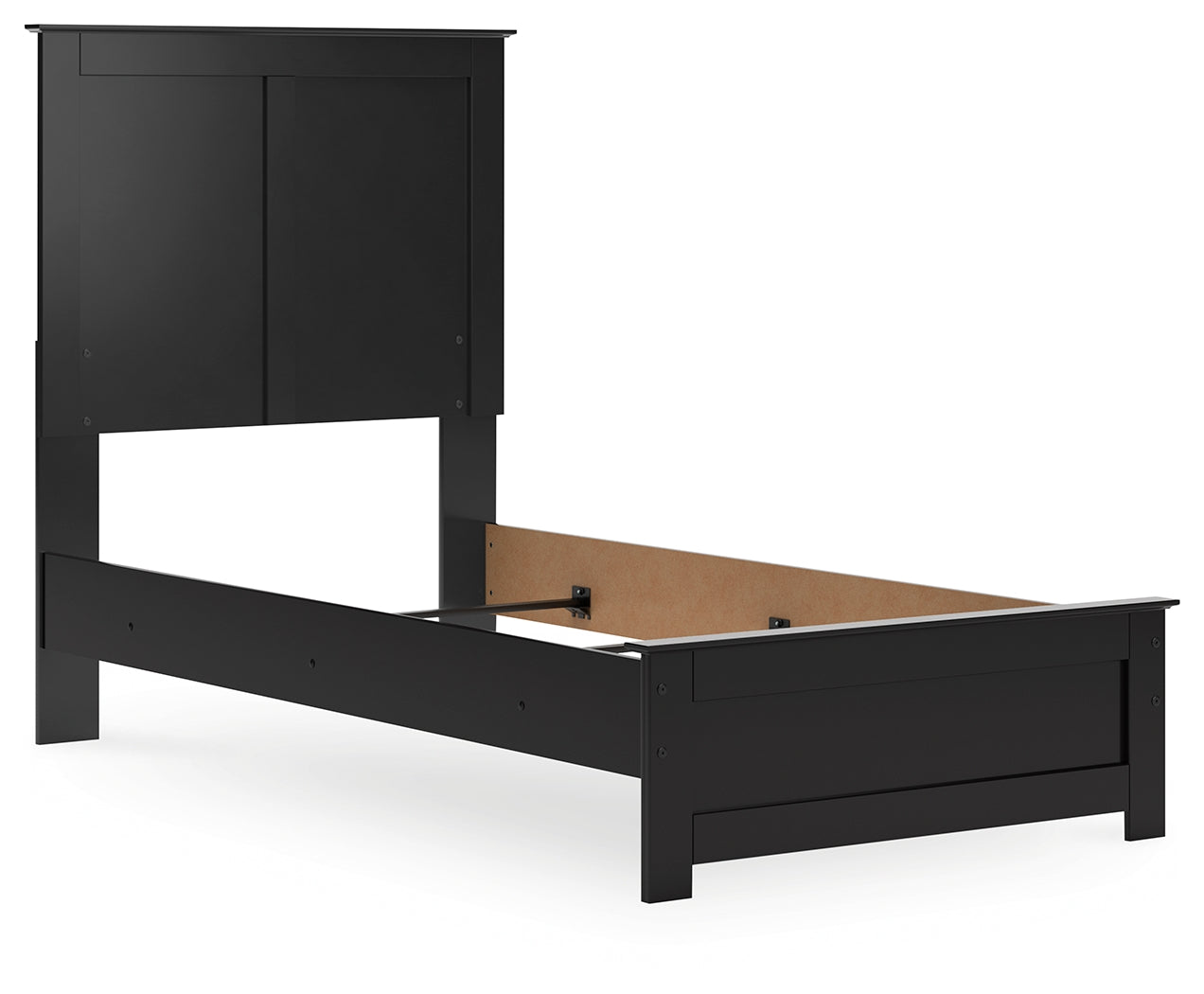 Maribel Black Twin Panel Bed headboard close-up