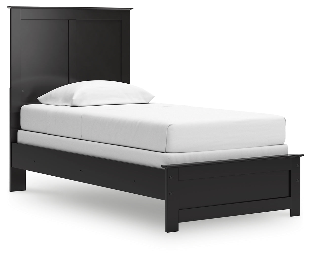 Maribel Black Twin Panel Bed angled side view