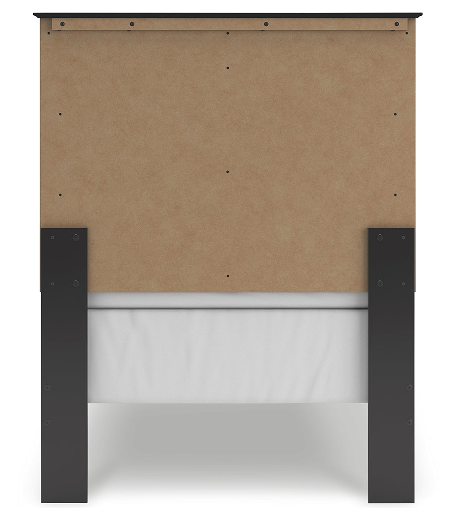 Maribel Black Twin Panel Bed detail on headboard