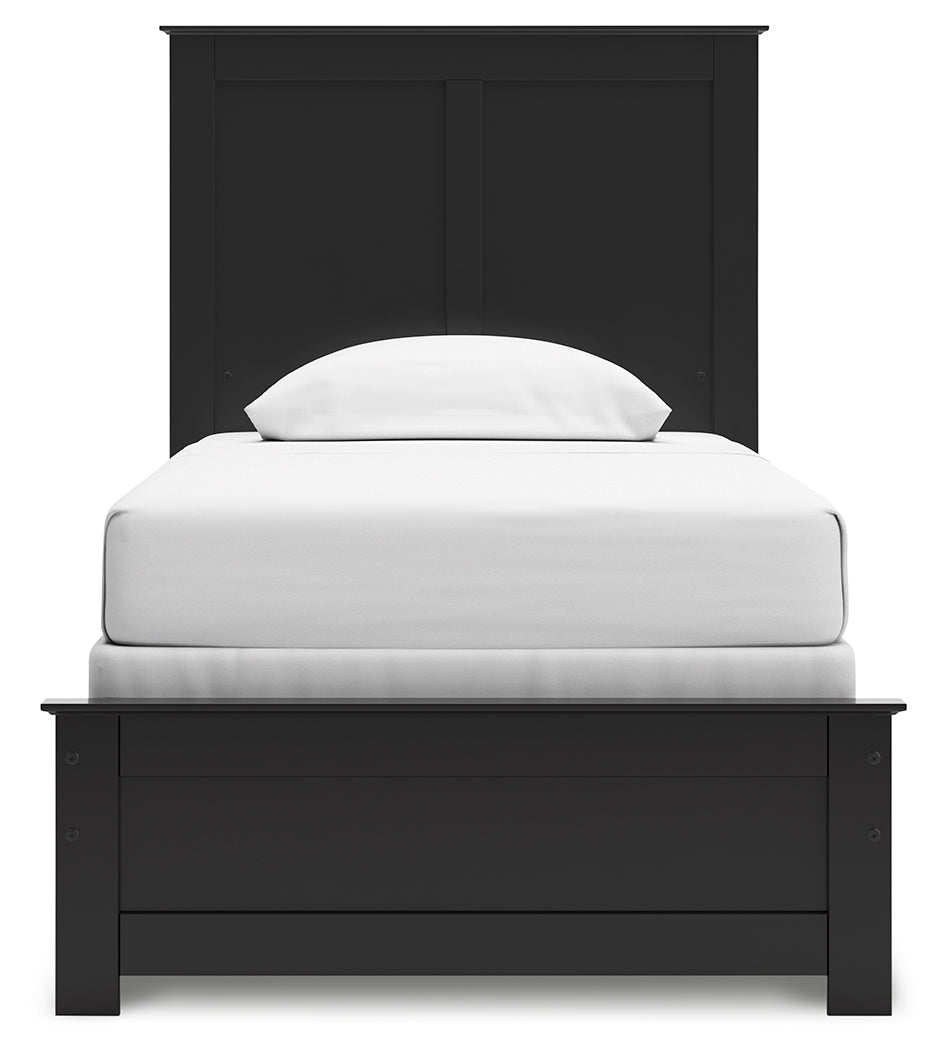 Maribel Black Twin Panel Bed side angle