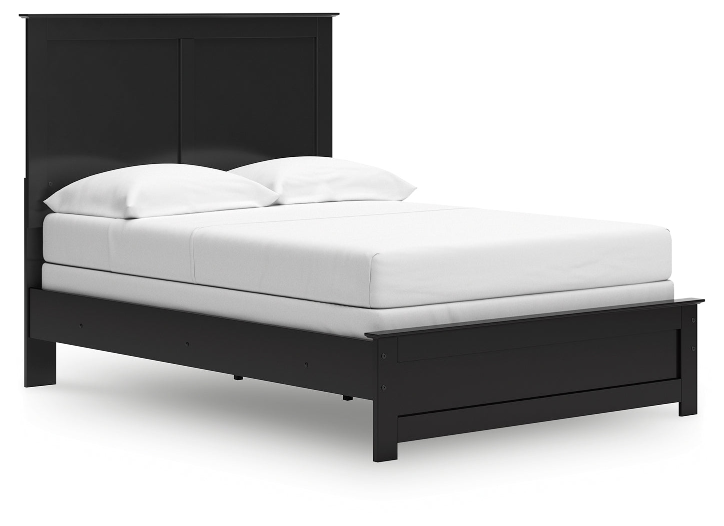 Maribel Black Full Panel Bed angled side view showing panel detail