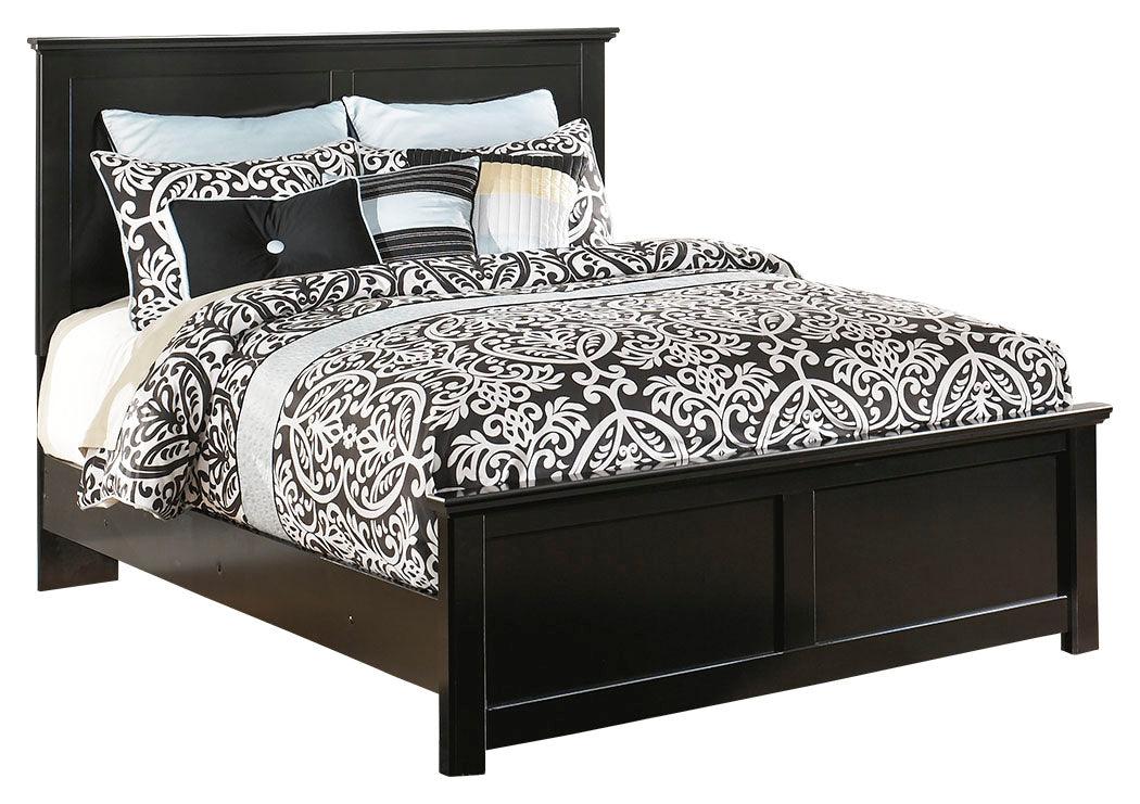 Maribel Black King Panel Bed front angle Ella Furniture