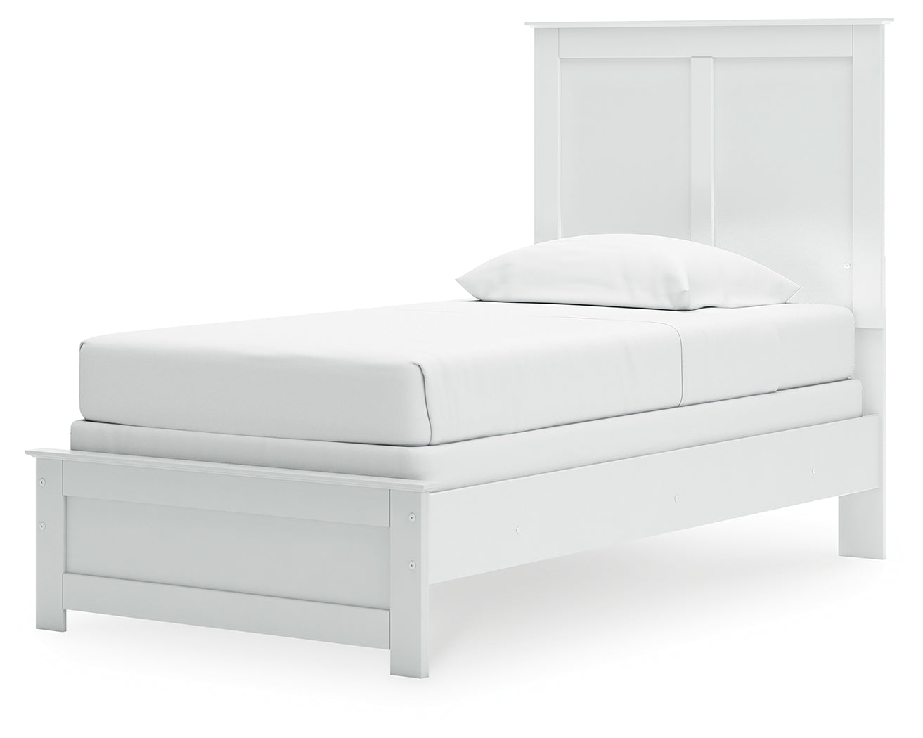 Bostwick Shoals White Twin Panel Bed headboard close-up