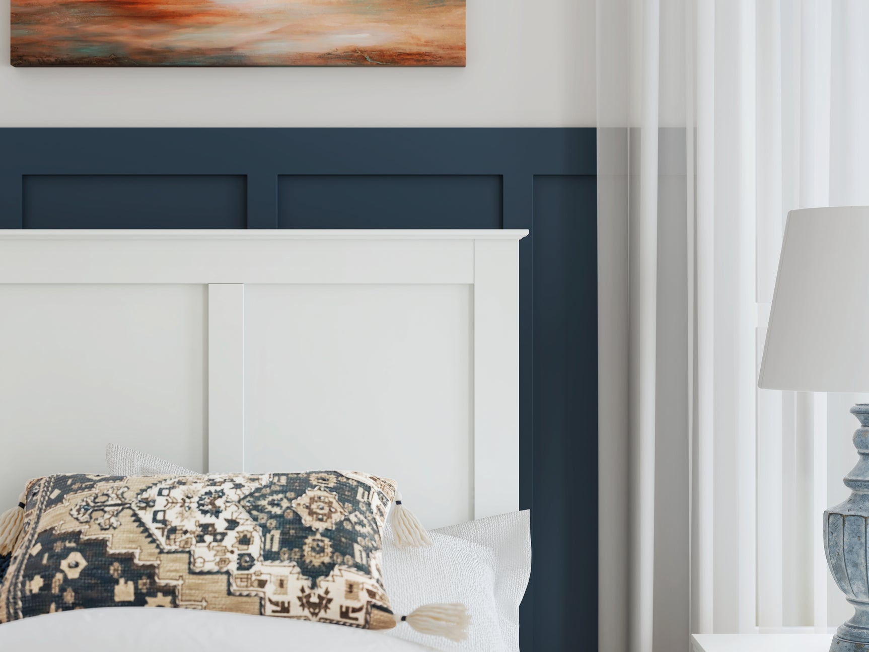 Bostwick Shoals White Twin Panel Bed finish close-up