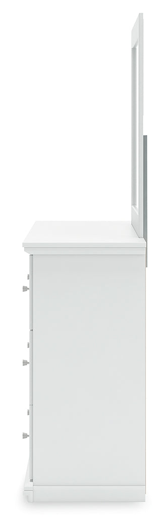 Bostwick Shoals White Dresser and Mirror side view