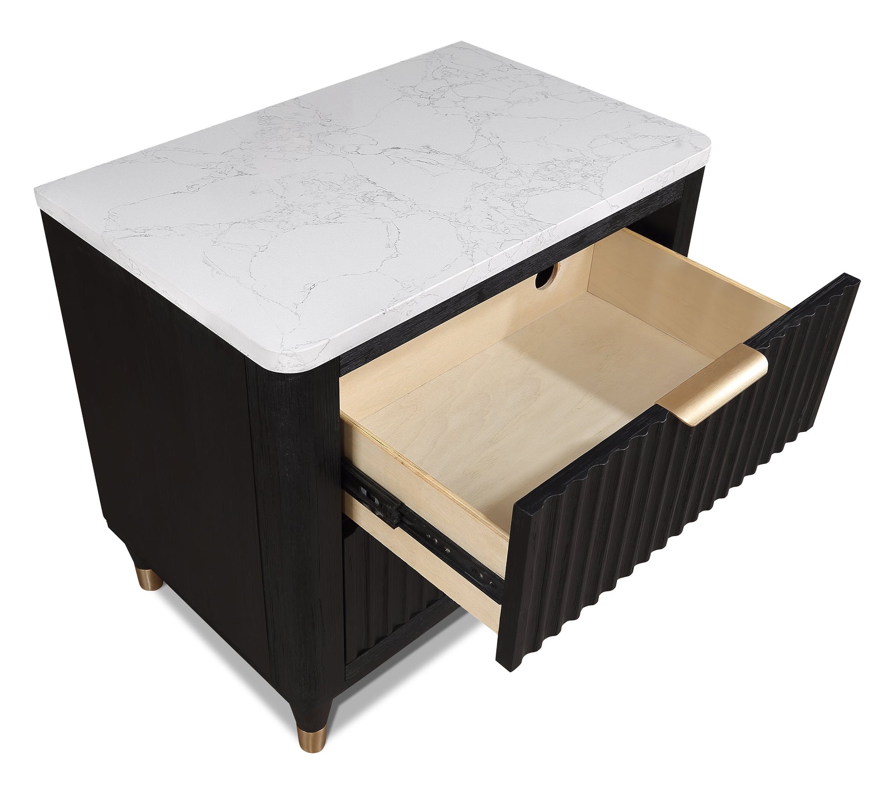 Kara Gray White 2 Drawers Nightstand