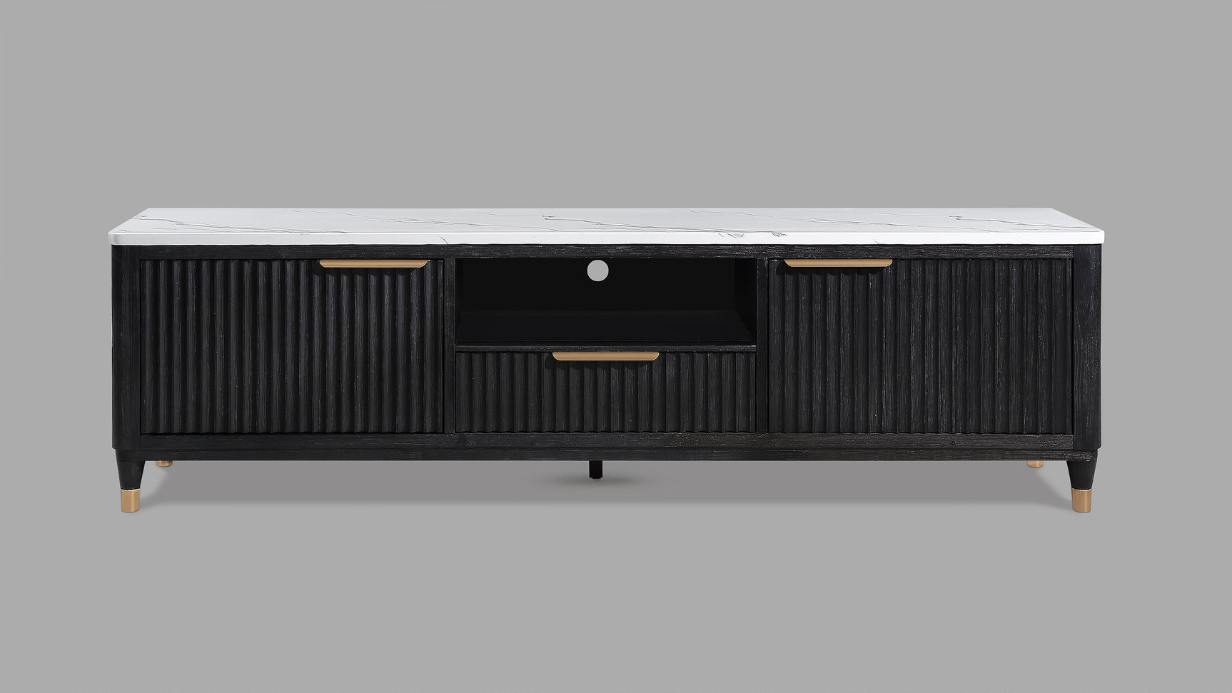 Kara Black TV Stand detailed close-up