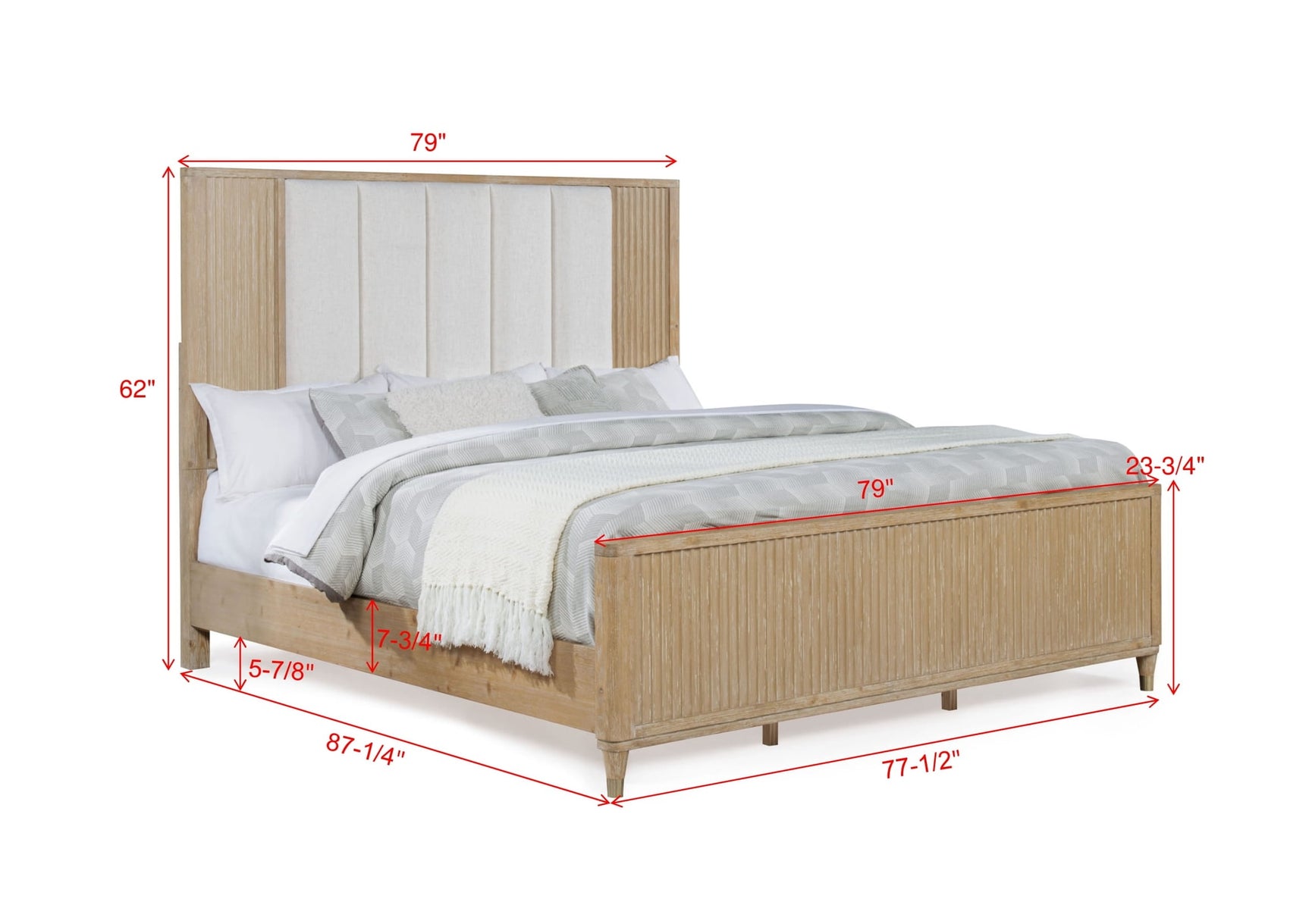 Kara Natural Upholstered Panel Bedroom Set - Queen & King Options king bed by Crownmark | Decor Furniture