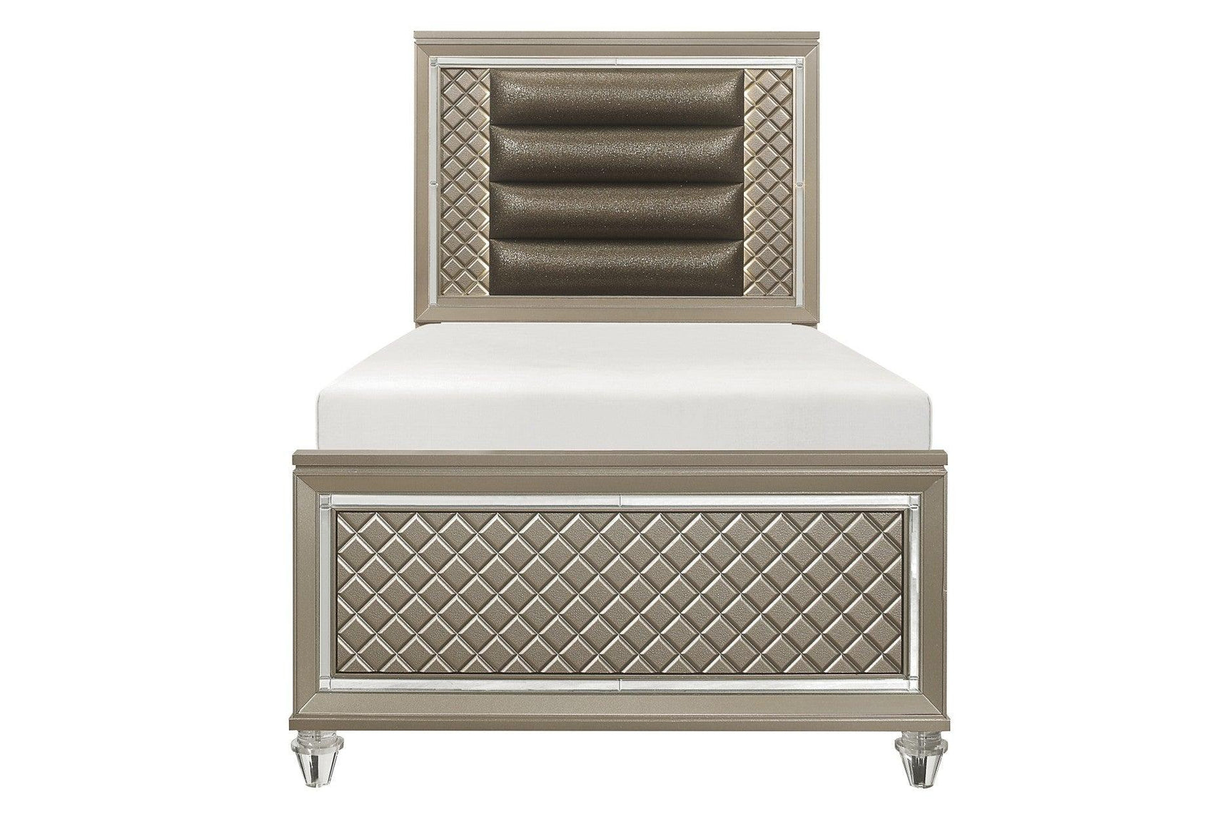 Nightstand with Champagne Finish and Acrylic Feet